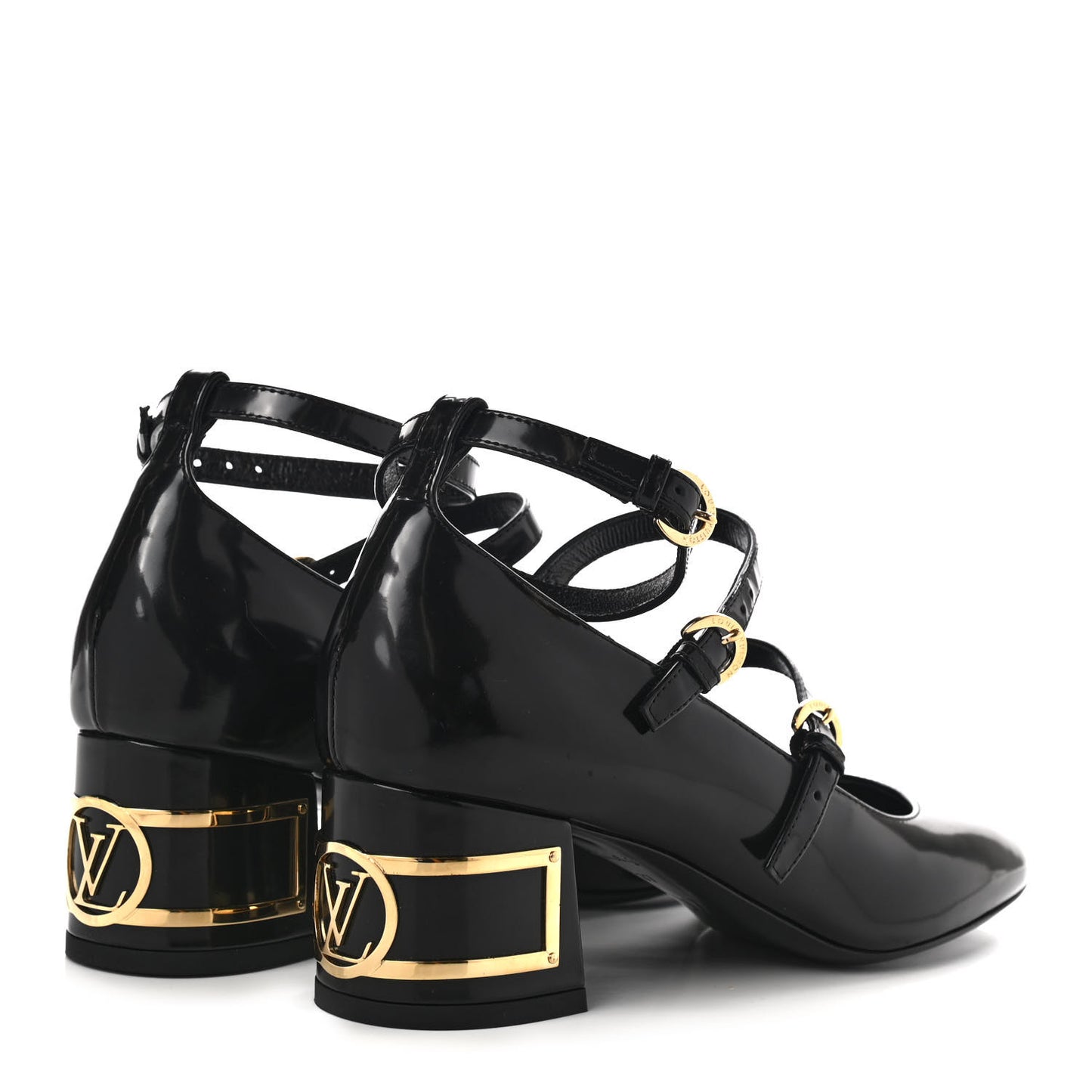 Glazed Calfskin Bliss Multistrap Pumps 37 Black
