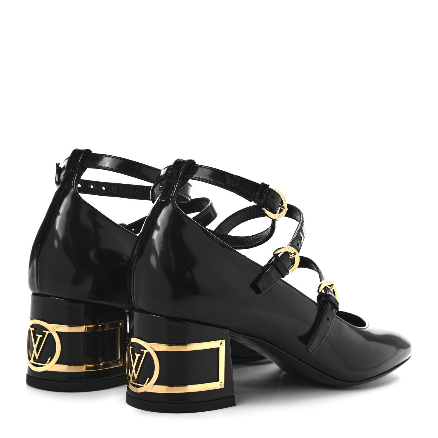 Louis Vuitton Glazed Calfskin Bliss Multistrap Pumps 37 Black 4 of 8