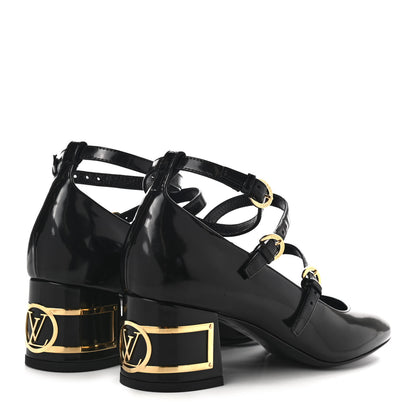 Louis Vuitton Glazed Calfskin Bliss Multistrap Pumps 37 Black 4 of 8