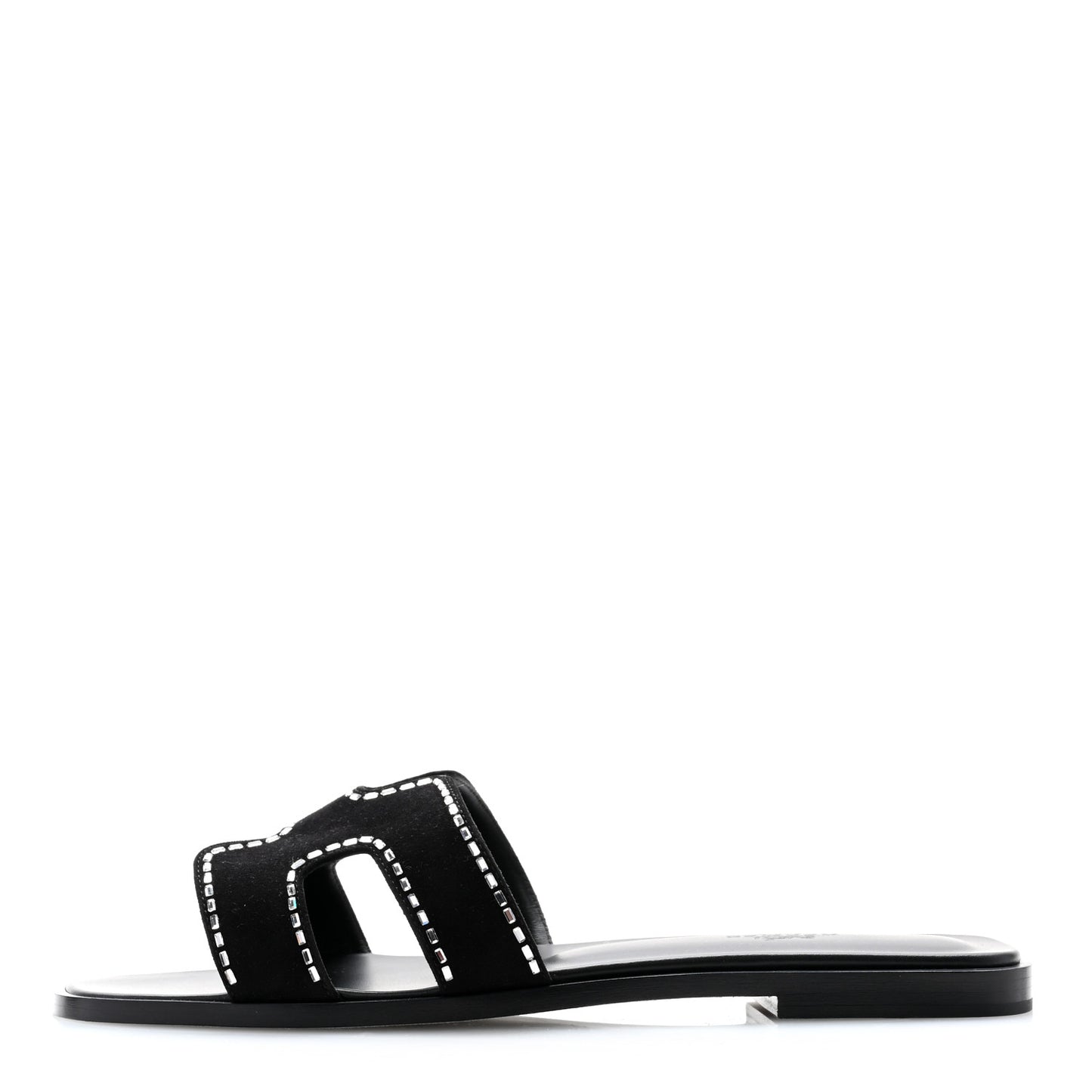 Suede Goatskin Crystal Embellished Oran Sandals 39 Black