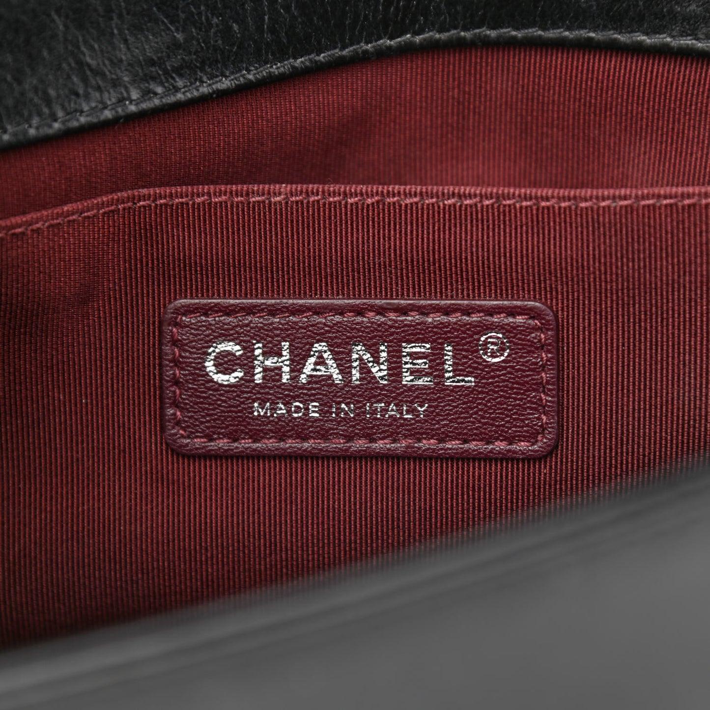 Glazed Calfskin Quilted Medium Boy Chained Flap Black