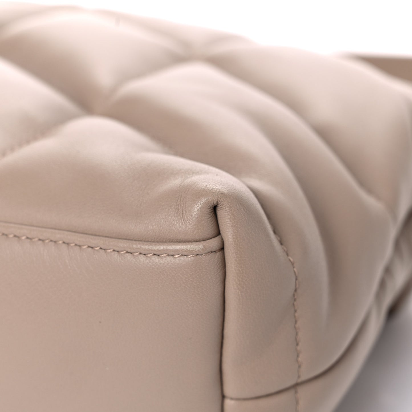 Lambskin Quilted Small Loulou Puffer Monogram Chain Satchel Dark Beige