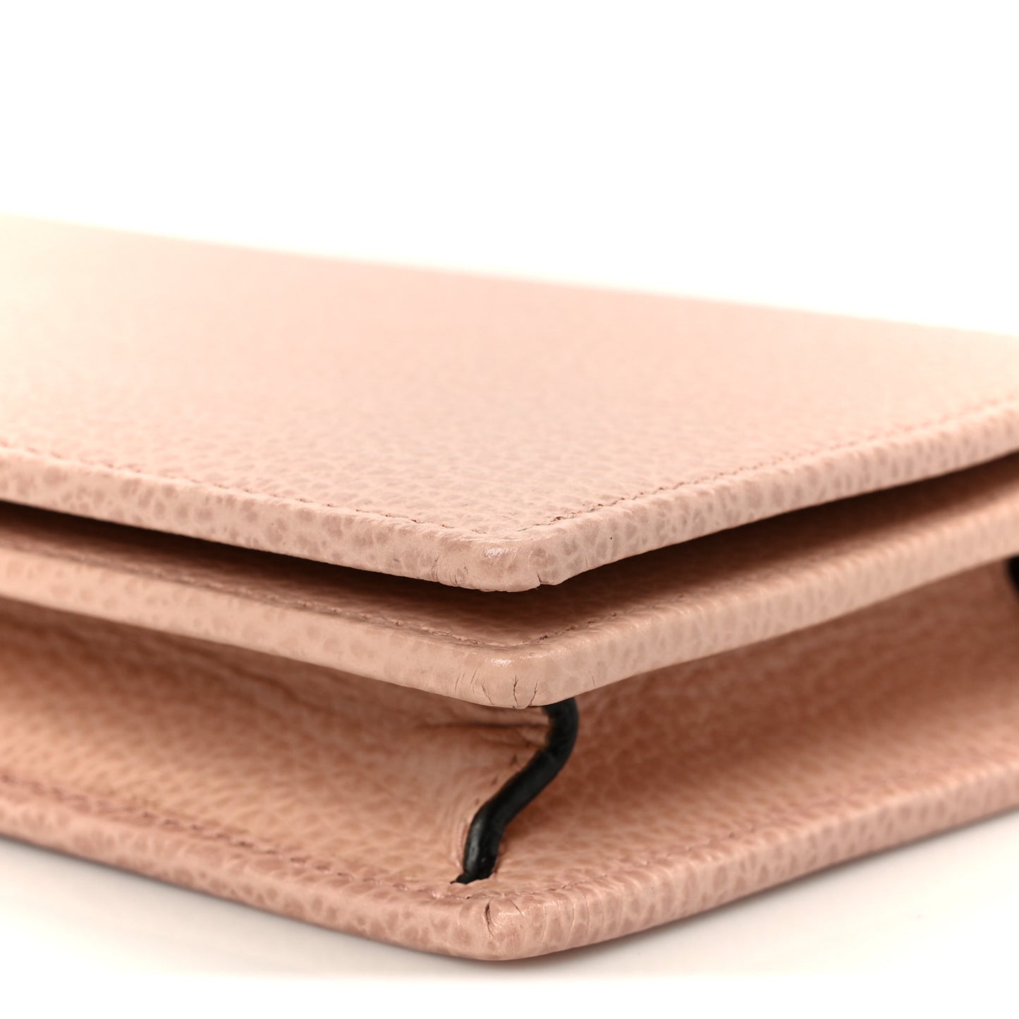 Dollar Calfskin Enamel Monochrome Mini GG Marmont Chain Wallet Perfect Pink
