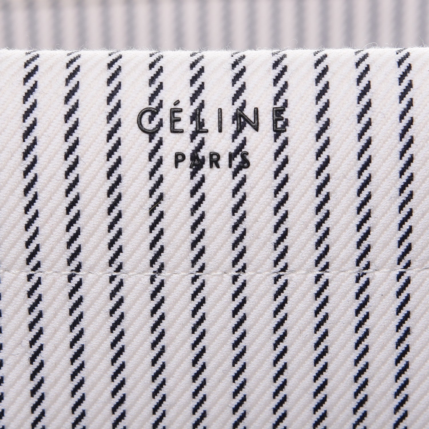 Celine Cotton Canvas Striped Medium Phantom Luggage White Navy 6 of 8