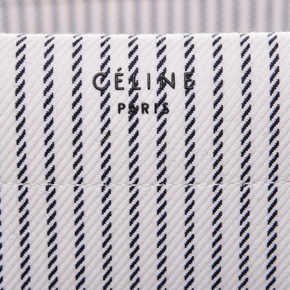 Celine Cotton Canvas Striped Medium Phantom Luggage White Navy 6 of 8