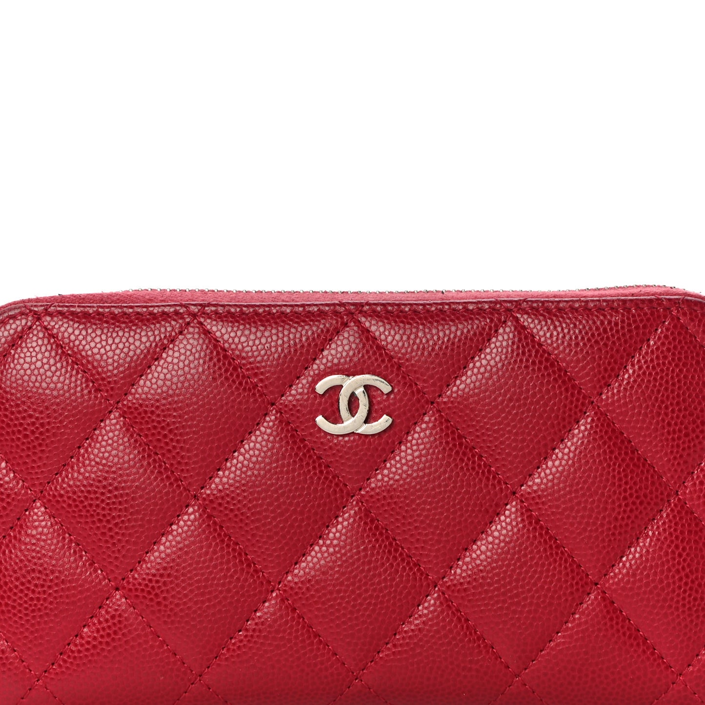 Caviar Quilted Medium Zip Around Wallet Red
