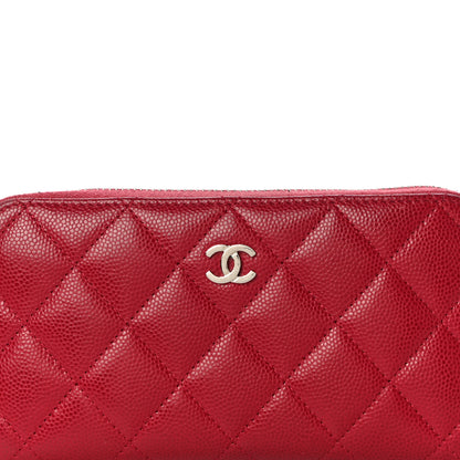 Chanel Caviar Quilted Medium Zip Around Wallet Red 9 of 21