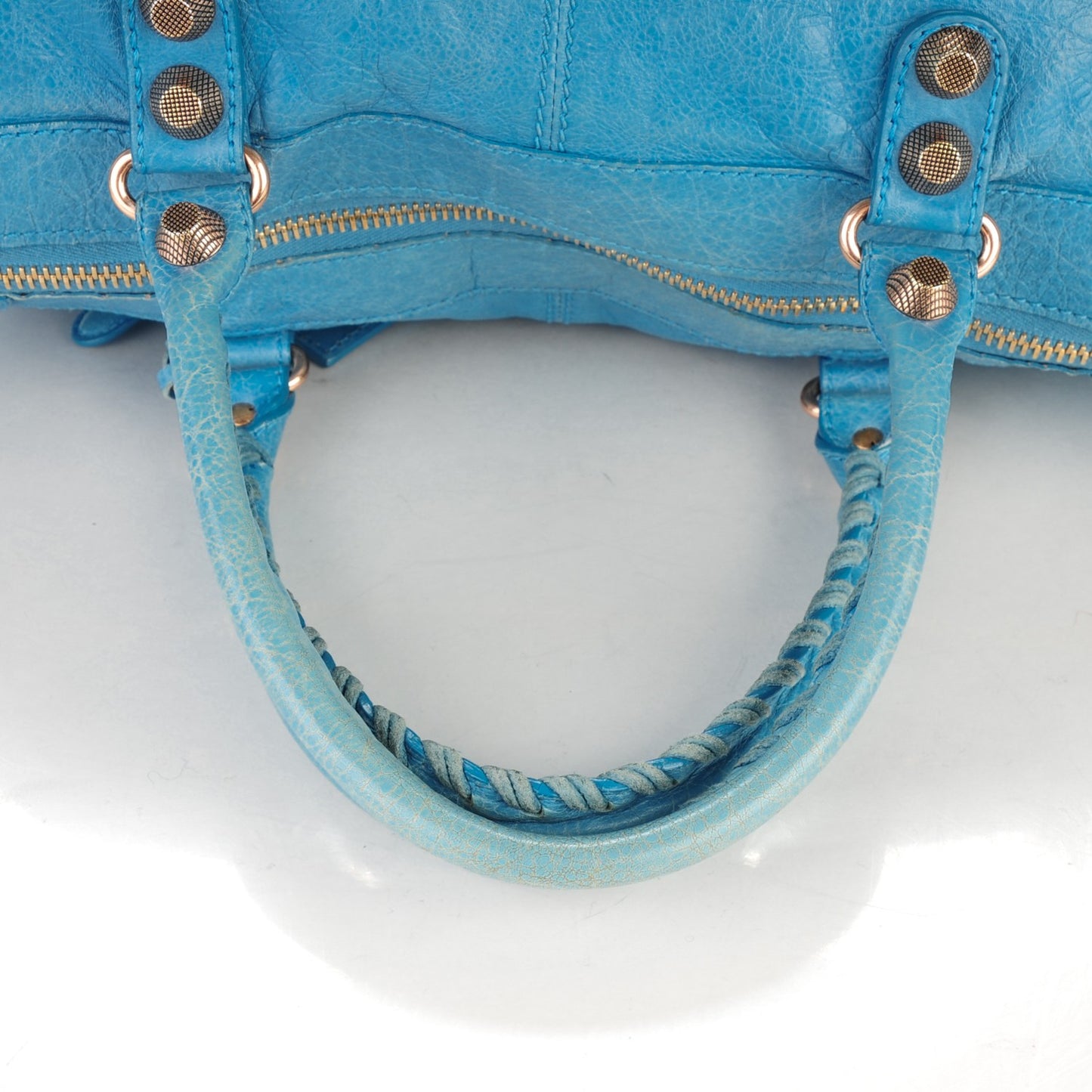 Agneau Giant 12 Rose Gold Hardware Work Bleu Indigo