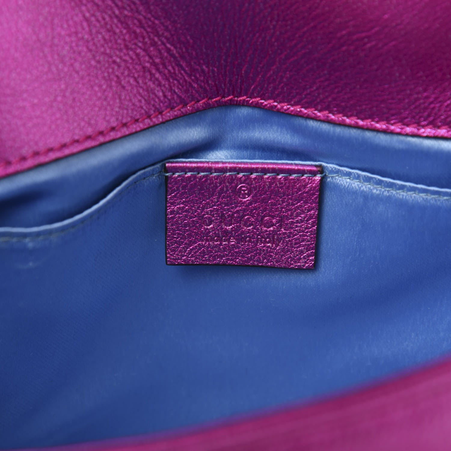 Gucci Metallic Calfskin Matelasse Mini GG Marmont Shoulder Bag Fuchsia 8 of 13