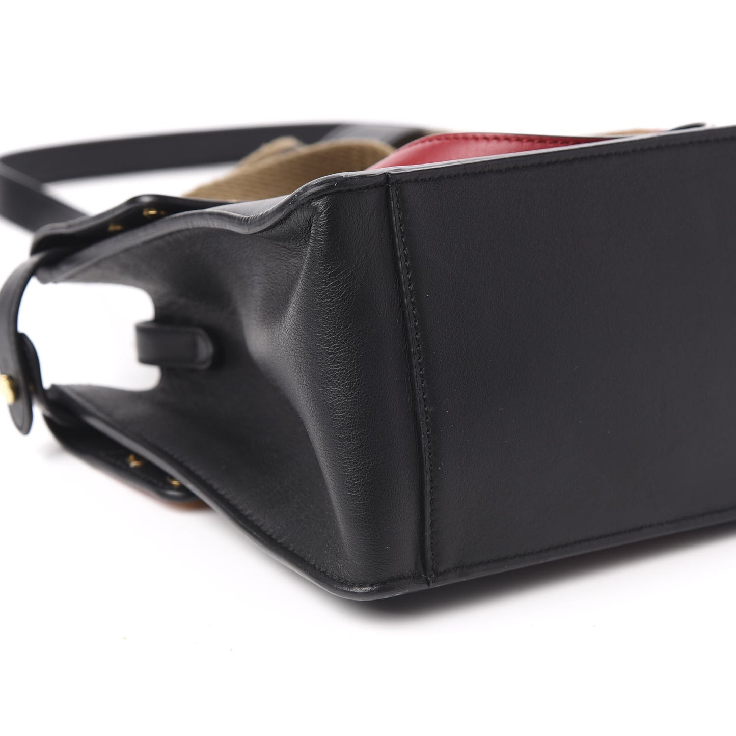 Vitello Grace Suede Small Flip Tote Black Fragola Marrone