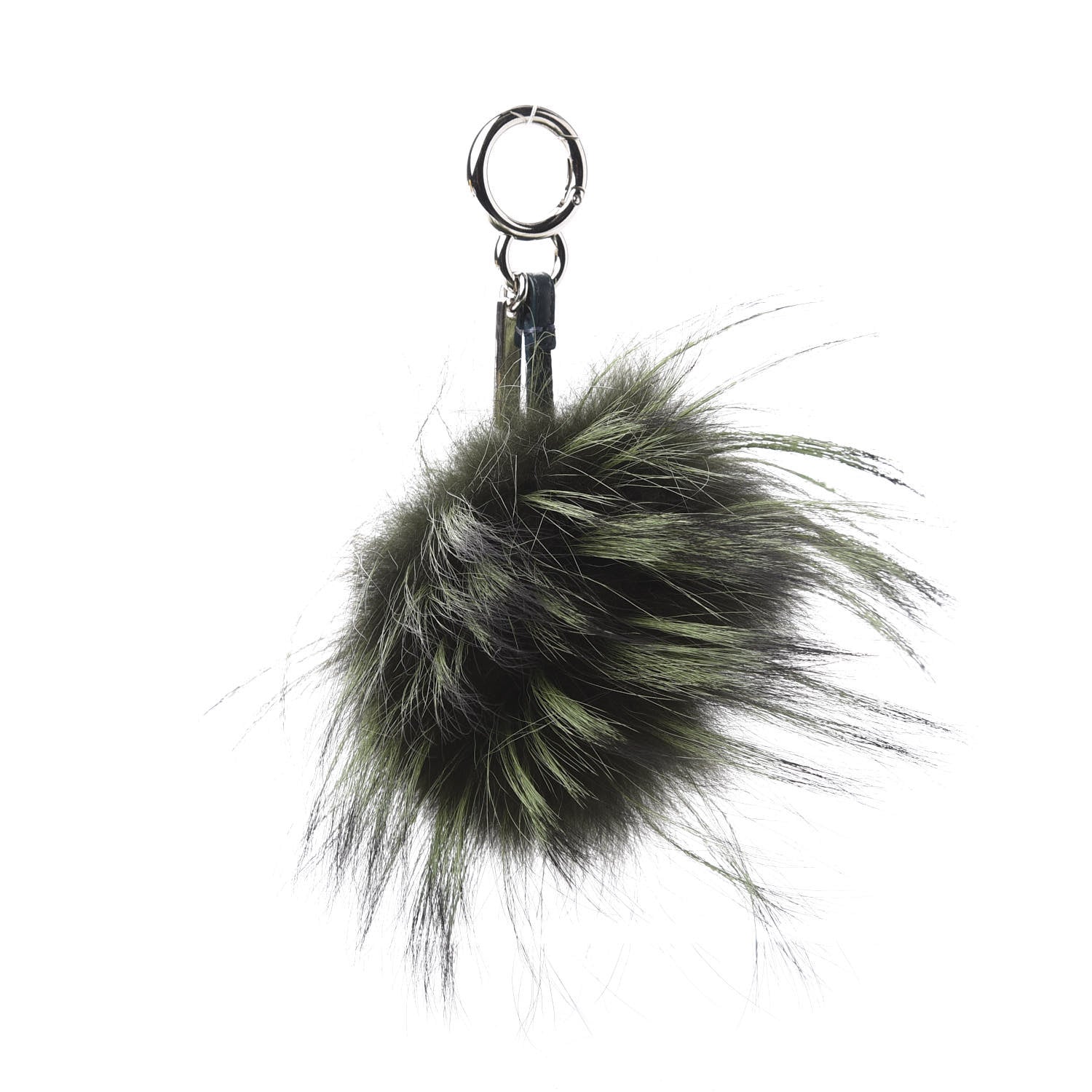 Fendi Rabbit Fox Mink Fur Monster Zesty Bag Bug Charm Green Black 3 of 5