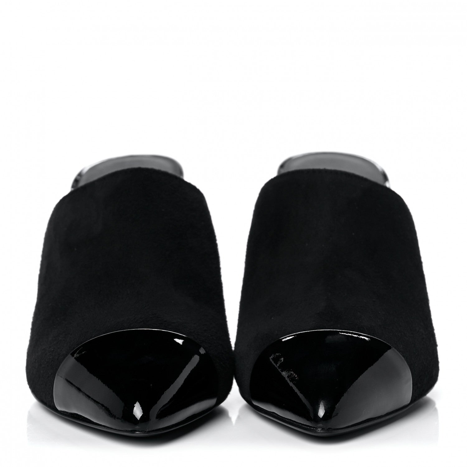 Chanel Suede Patent Calfskin Cap Toe Pearl Mule 35.5 Black 2 of 11