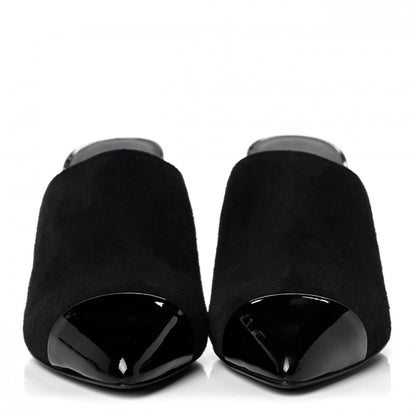 Chanel Suede Patent Calfskin Cap Toe Pearl Mule 35.5 Black 2 of 11