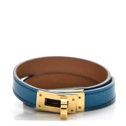 Hermes Tadelakt Kelly Double Tour Bracelet M Bleu Izmir 1 of 7