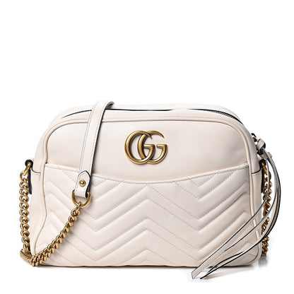 Gucci Calfskin Matelasse Medium GG Marmont Chain Shoulder Bag Mystic White 1 of 12