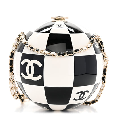 Chanel Resin Enamel CC Round Minaudiere Clutch Black White 1 of 8