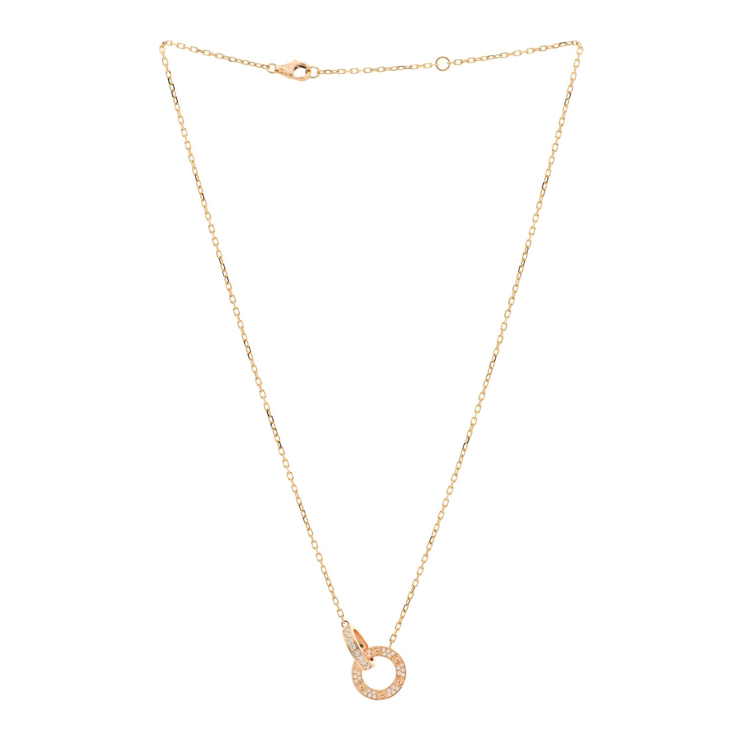 Cartier 18K Pink Gold Diamond Interlocking LOVE Paved Necklace 3 of 5