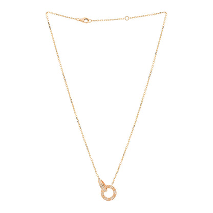 Cartier 18K Pink Gold Diamond Interlocking LOVE Paved Necklace 3 of 5