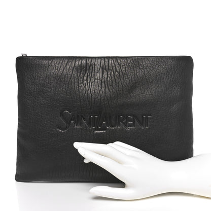 Saint Laurent Lambskin Large Puffy Pouch Black 2 of 11