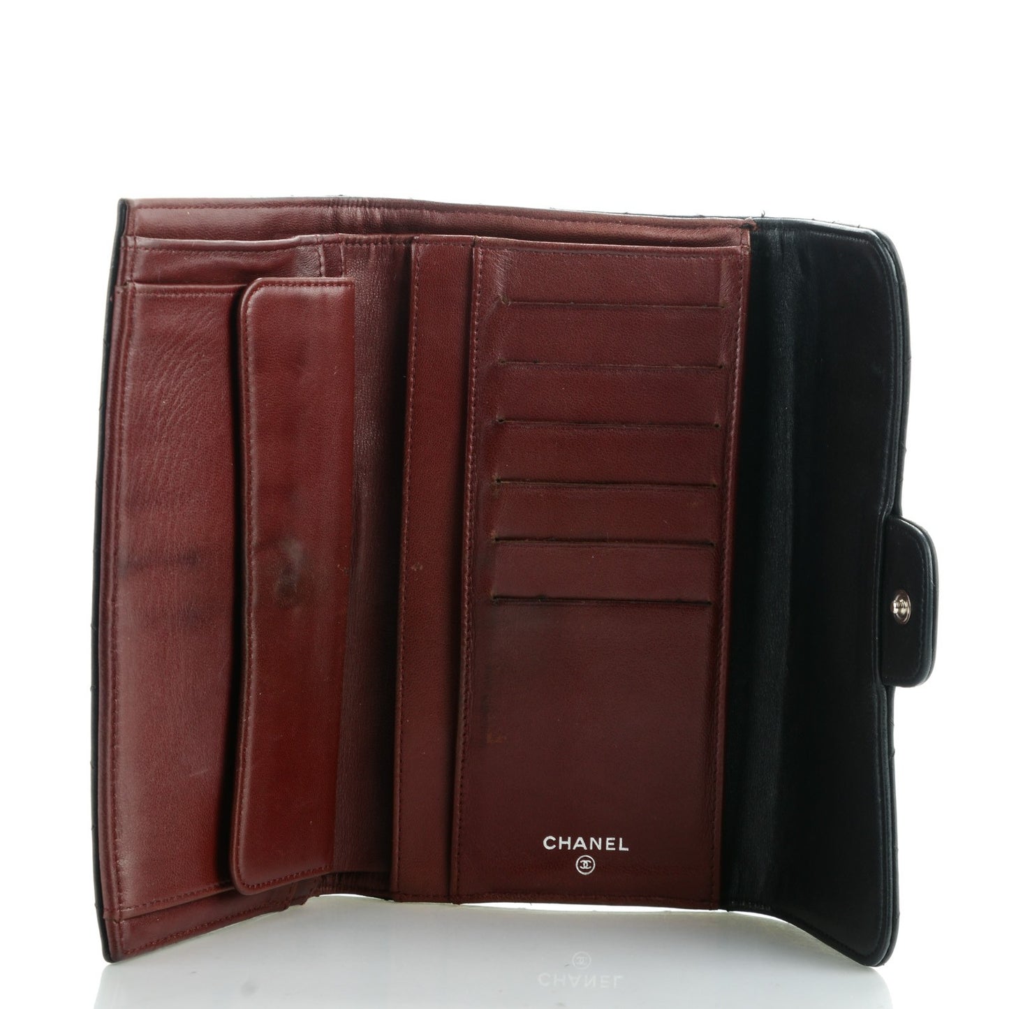 Lambskin Quilted Large Flap Wallet Black