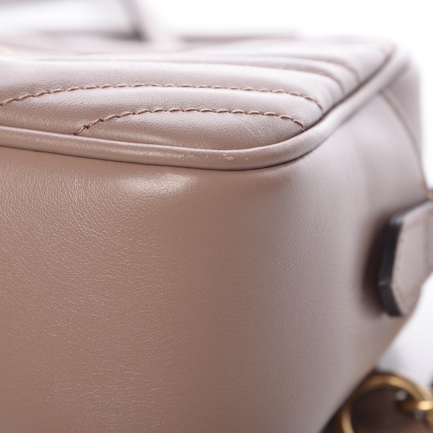Calfskin Matelasse Small GG Marmont Chain Shoulder Bag Taupe