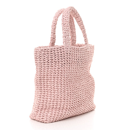 Prada Yarn Raffia Effect Crochet Small Logo Tote Alabastro 2 of 11