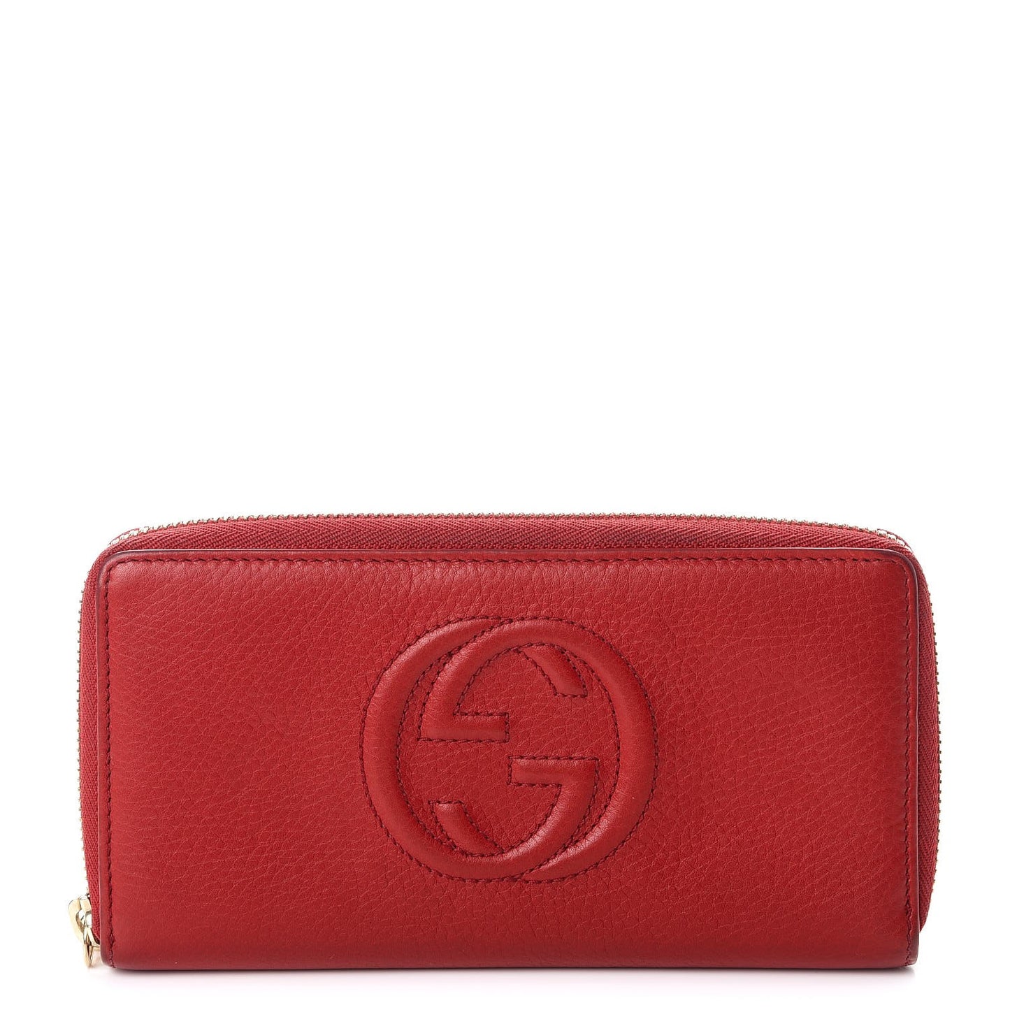 Pebbled Calfskin Soho Zip Around Wallet Red