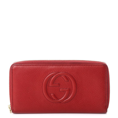 Gucci Pebbled Calfskin Soho Zip Around Wallet Red 1 of 11