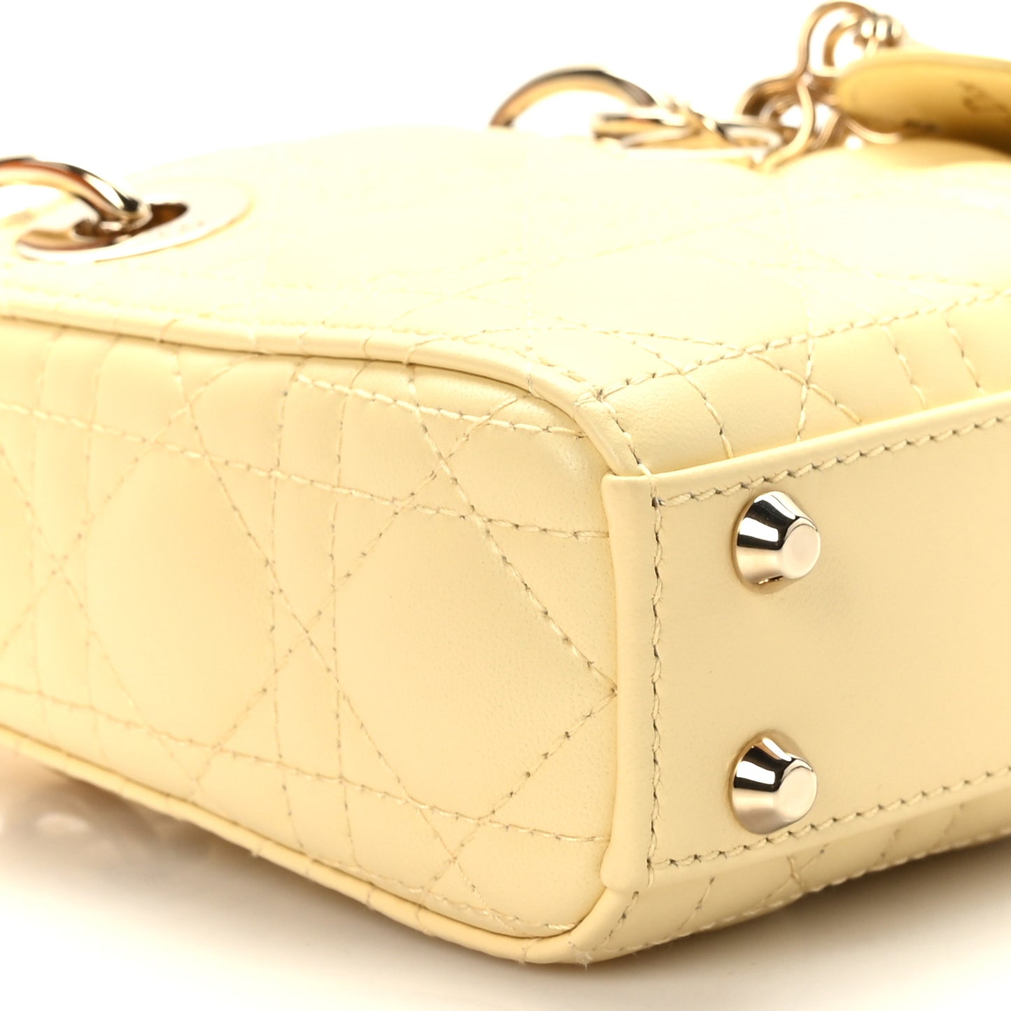 Lambskin Cannage Micro Lady Dior Soft Yellow