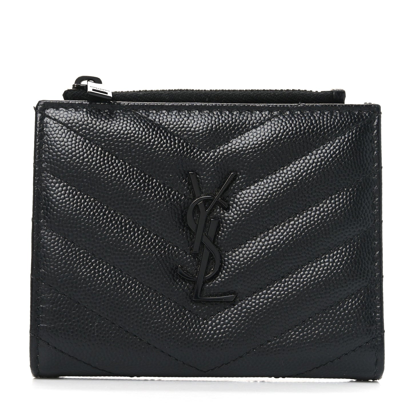 Grain De Poudre Matelasse Chevron Monogram Zipped Card Case Black