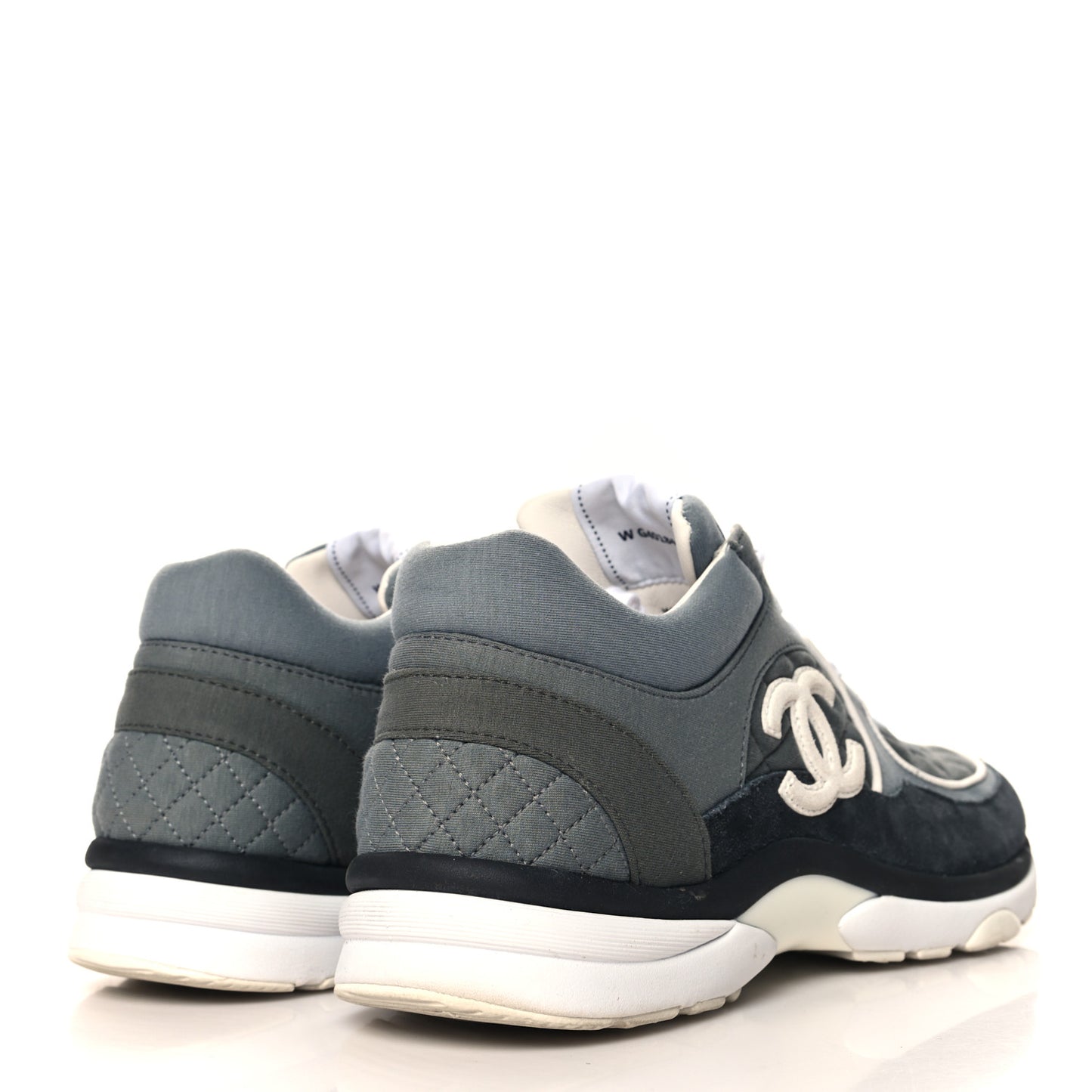 Fabric Suede Calfskin Quilted CC Sneakers 41 Dark Grey