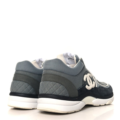 Chanel Fabric Suede Calfskin Quilted CC Sneakers 41 Dark Grey 4 of 9