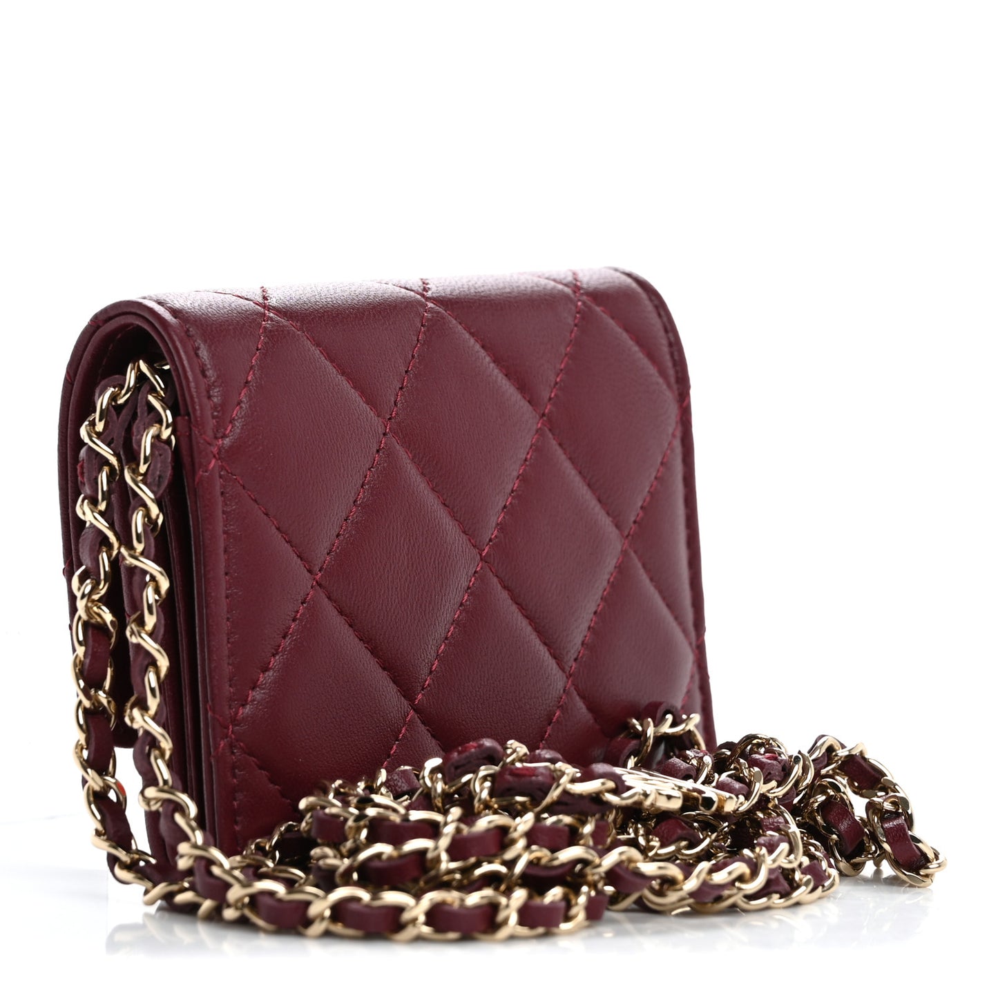 Lambskin Quilted Mini Flap With Chain Burgundy