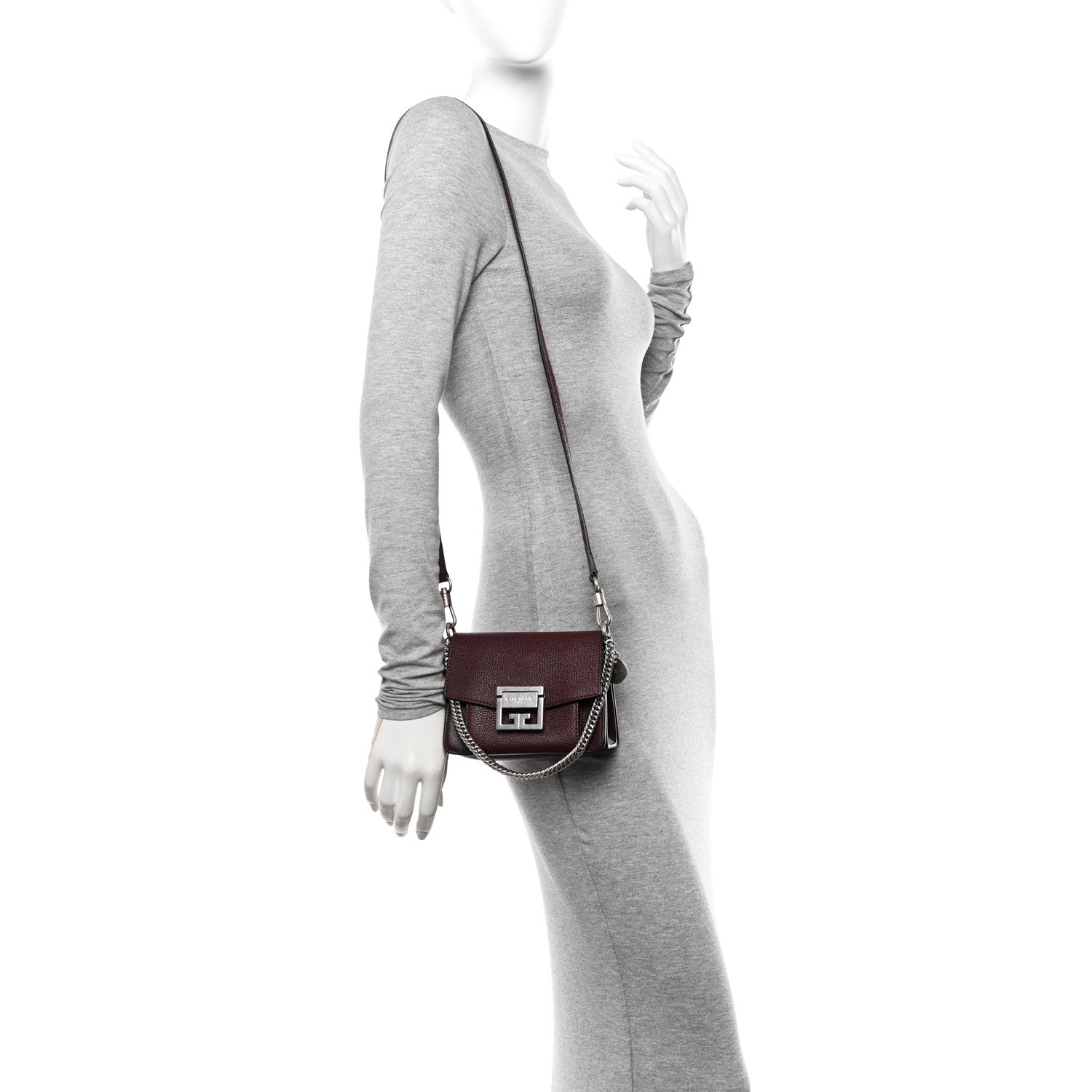 Givenchy Goatskin Mini GV3 Shoulder Bag Oxblood 2 of 9