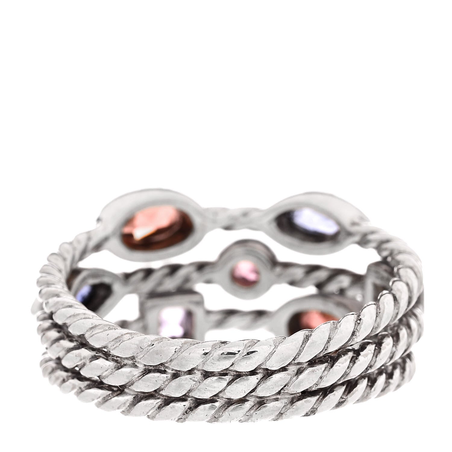 David Yurman Sterling Silver Iolite Garnet Amethyst Confetti 3 Row Ring 52 6 3 of 4