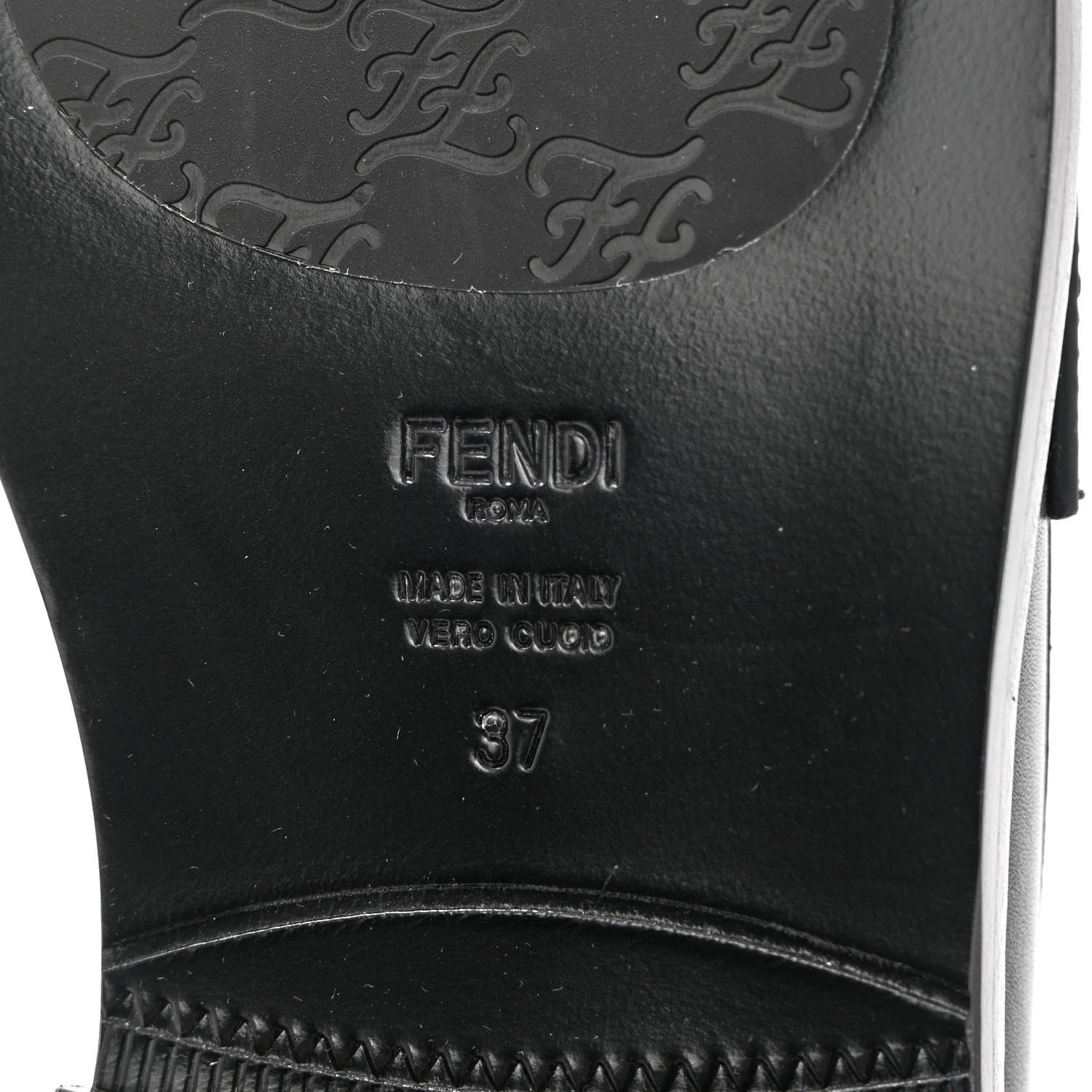 Fendi Calfskin Karligraphy Loafers 37 Black 7 of 13