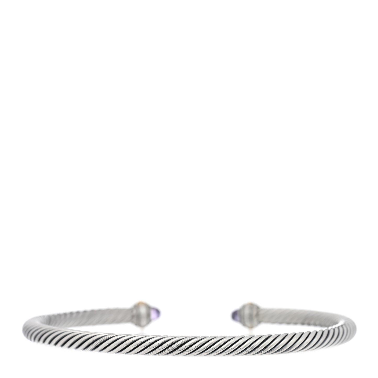 Sterling Silver 18K Yellow Gold Amethyst 4mm Cable Classics Bracelet