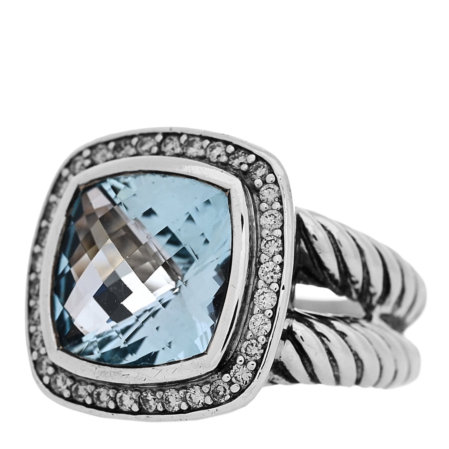 Sterling Silver Diamond Blue Topaz 11mm Albion Ring 49 5