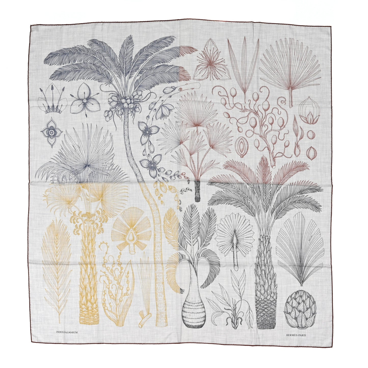 Cashmere Silk Index Palmarum Finesse Shawl 140 Gris Chine Bronze