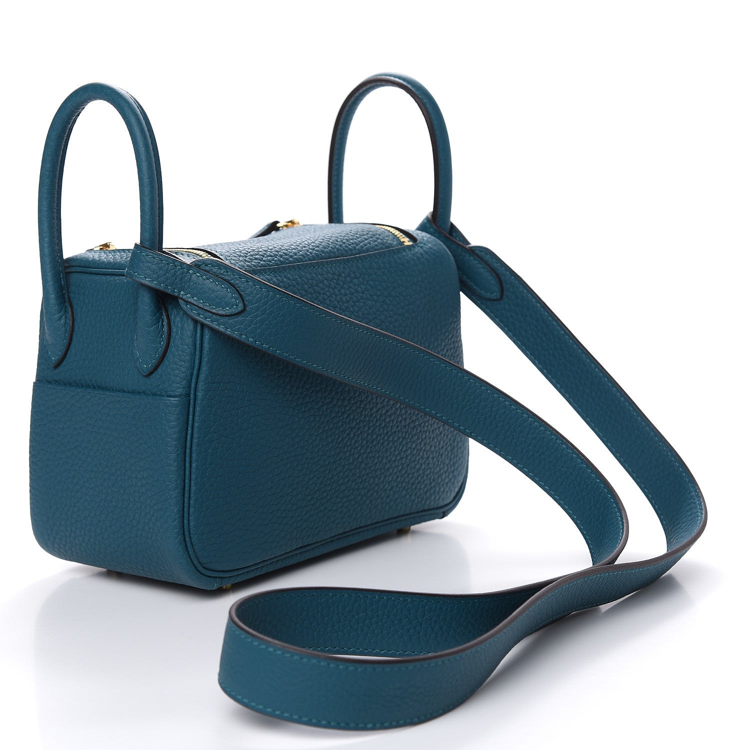 Hermes Taurillon Clemence Mini Lindy 20 Vert Bosphore 3 of 11