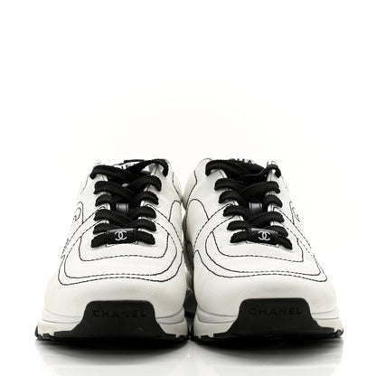 Chanel Cotton Womens CC Sneakers 37 White Black 2 of 11
