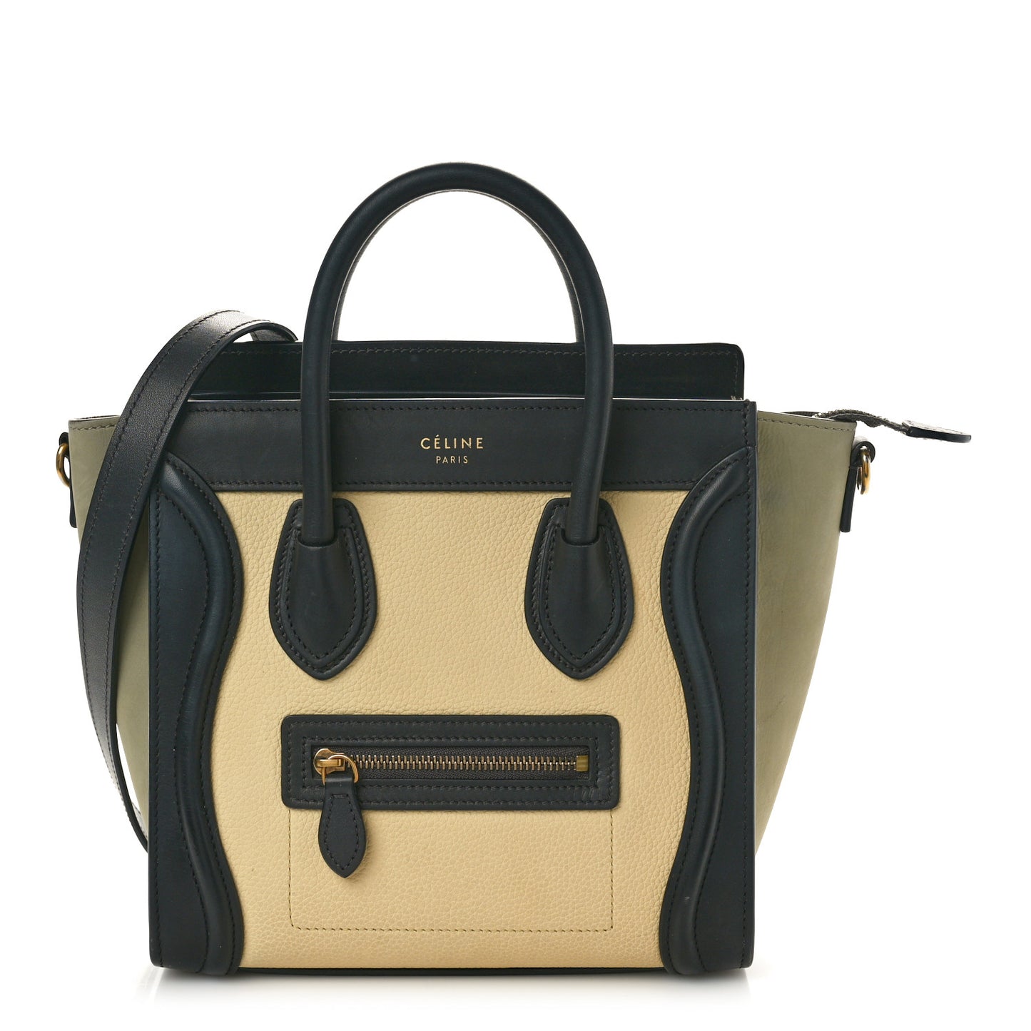 Baby Grained Calfskin Nubuck Nano Tri-Color Luggage Black Butter Light Taupe