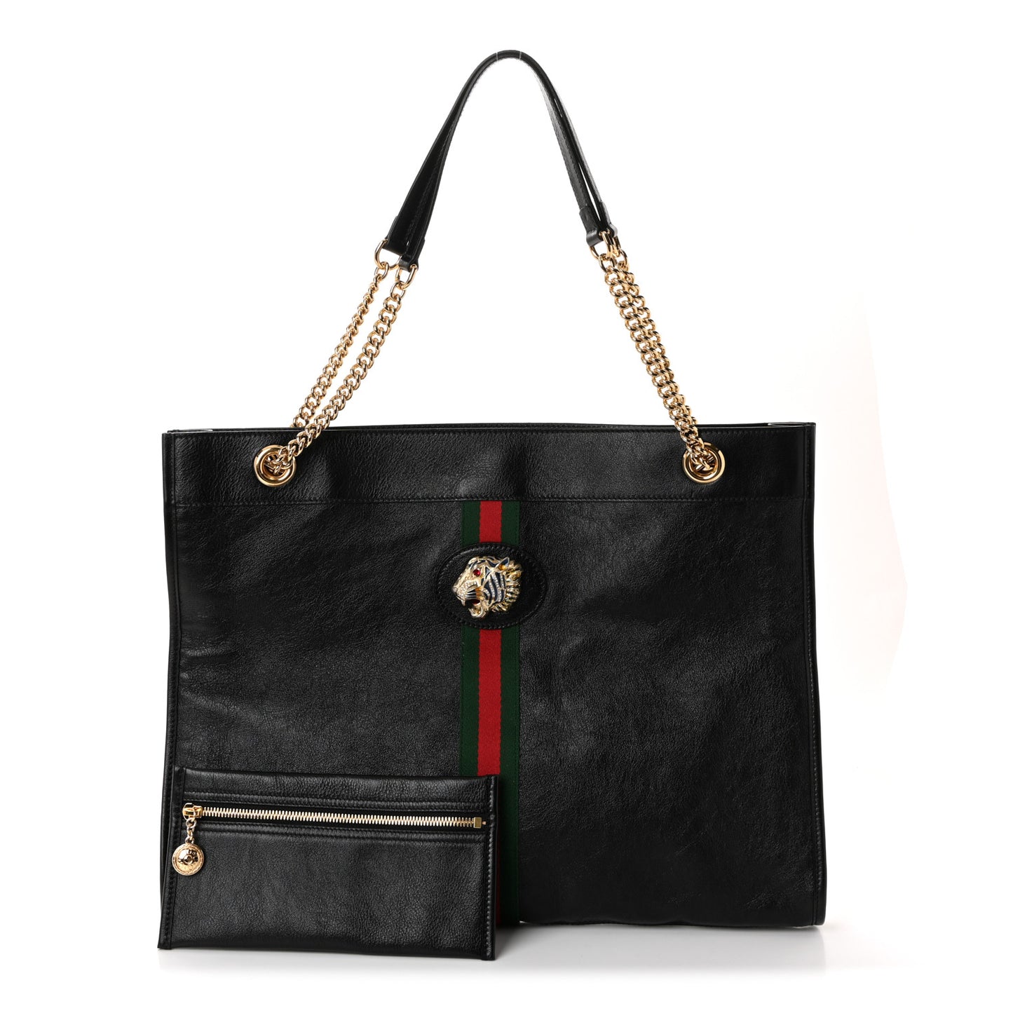 Calfskin Large Rajah Chain Tote Black
