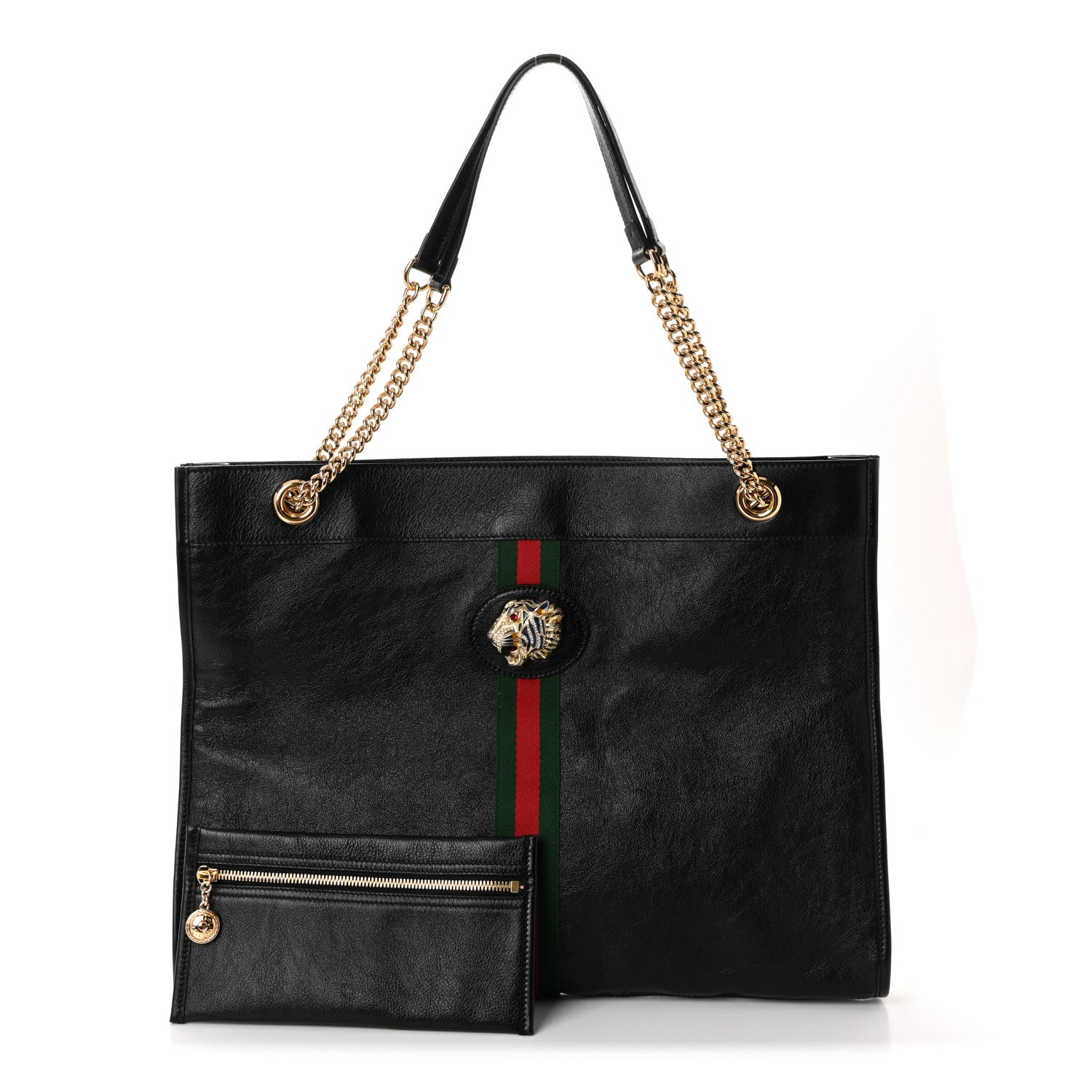Gucci Calfskin Large Rajah Chain Tote Black 3 of 11