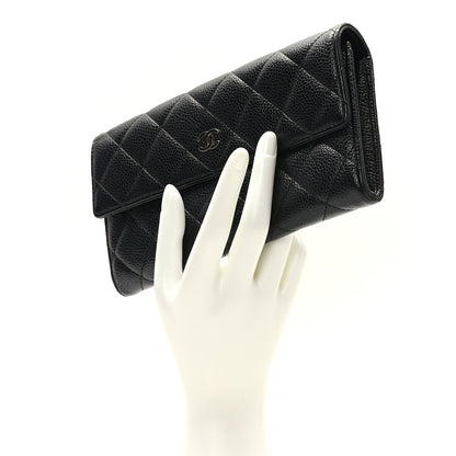 Chanel Caviar Quilted Large Gusset Flap Wallet Black 2 of 7