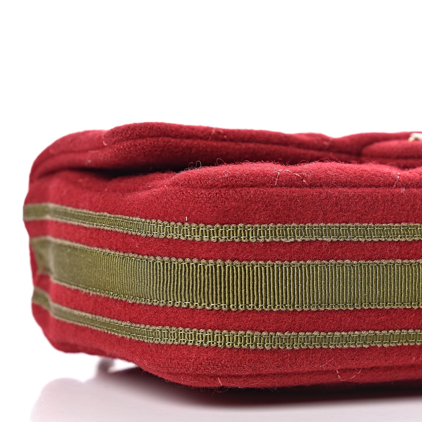 Wool Felt Grosgrain Quilted Small CC Eyelet Flap Red