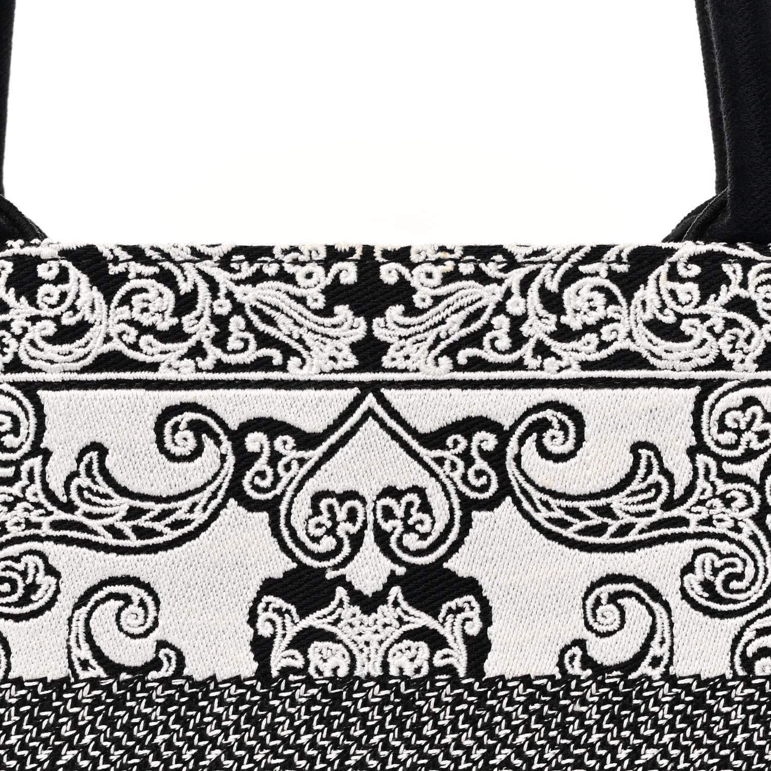 Christian Dior Canvas Embroidered Medium Ornamental Cornely Effect Book Tote Black White 8 of 12