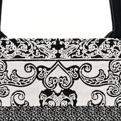 Christian Dior Canvas Embroidered Medium Ornamental Cornely Effect Book Tote Black White 8 of 12