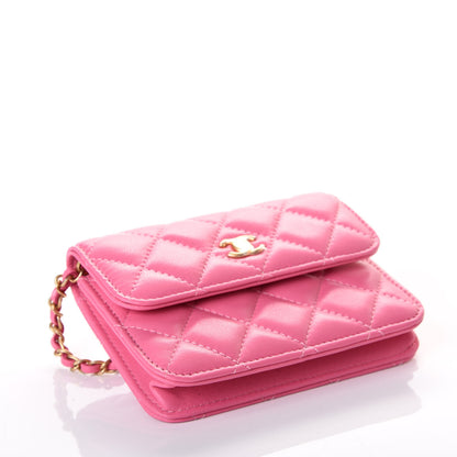 Chanel Lambskin Quilted Pearl Crush Clutch With Chain Pink 3 of 9