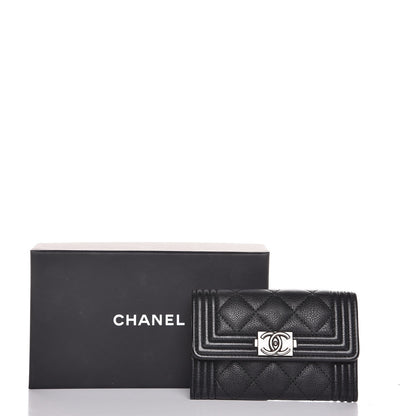 Chanel Calfskin Quilted Boy Card Holder Wallet Black 9 of 9